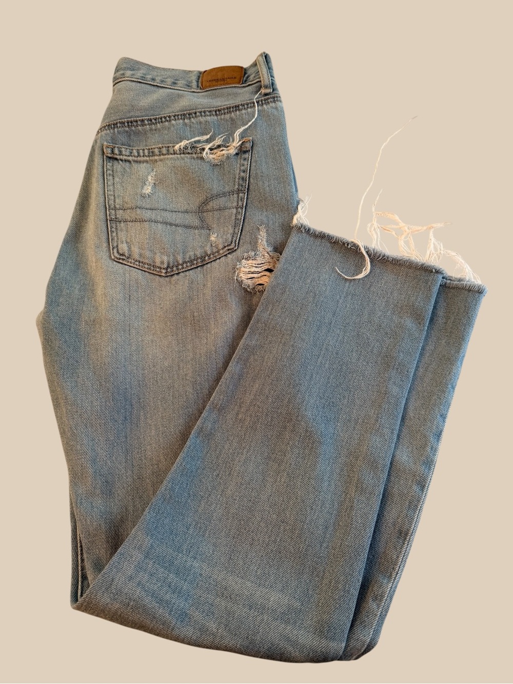 American Eagle Outfitters Light Blue Distressed “High Rise Girlfriend” Jeans